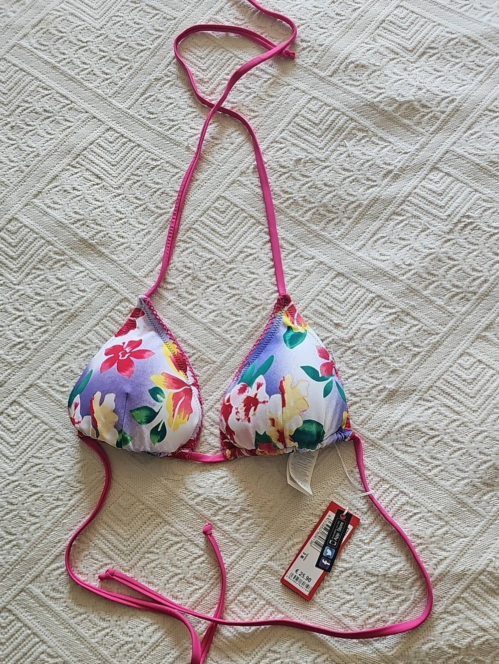 VTH Y2K YAMAMAY Pink Floral Triangle Bikini Top